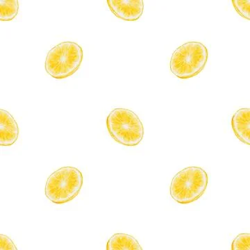 Lemon watercolor seamless pattern. Hand drawn tropical sour fruit. Clip art of Stock Illustration