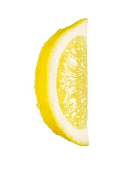 Lemon wedge on white background. Stockfoto's
