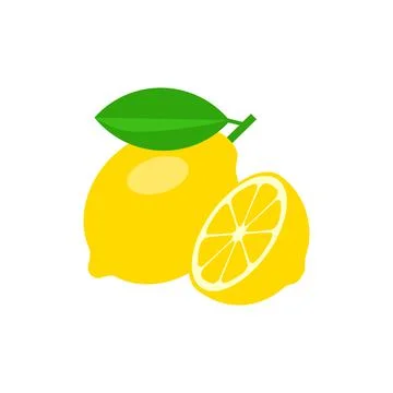 Lemon whole and half vector illustration isolated on white background Stock Illustration