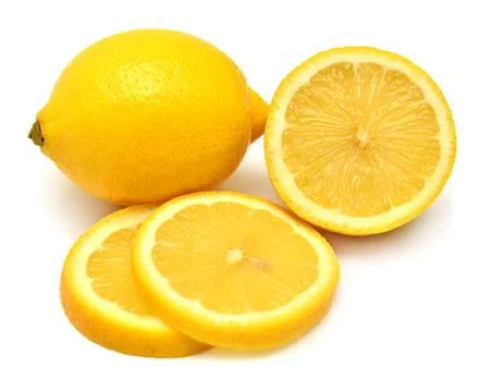 Lemon whole and slice fruit isolated on white background. Perfectly retouch.. Stock Photos