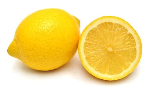 Lemon whole and slice fruit isolated on white background. Perfectly retouch.. Stock Photos