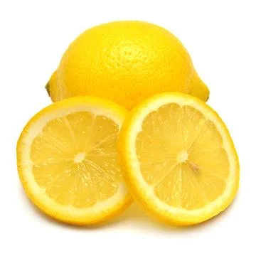 Lemon whole and slice fruit isolated on white background. Perfectly retouch.. Stock Photos