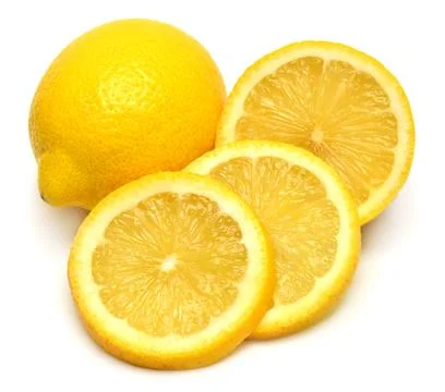 Lemon whole and slice fruit isolated on white background. Perfectly retouch.. Stock Photos