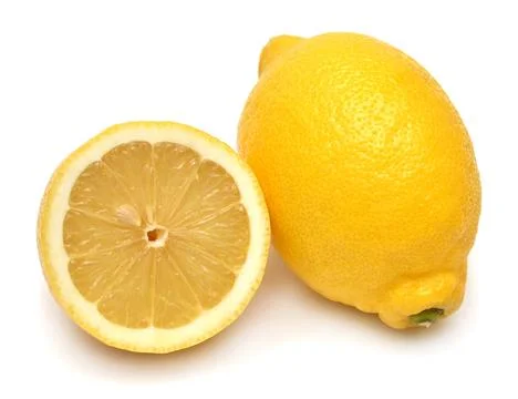 Lemon whole and slice fruit isolated on white background. Perfectly retouch.. Stock Photos
