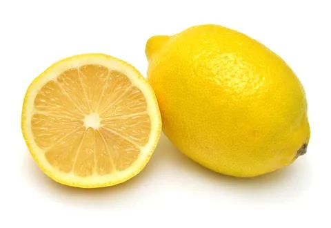 Lemon whole and slice fruit isolated on white background. Perfectly retouch.. Stock Photos