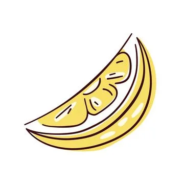 Lemon yellow slice icon in line art style. Vector illustration isolated on a Stock Illustration