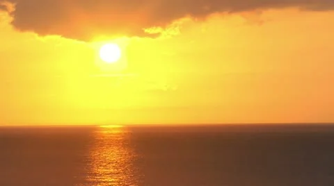Lemon yellow sun over sea Stock Footage 11092853
