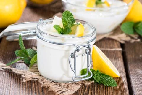 Lemon yoghurt Stock Photos