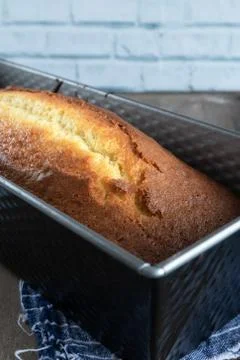 Lemon yogurt cake on rustic background Stock Photos