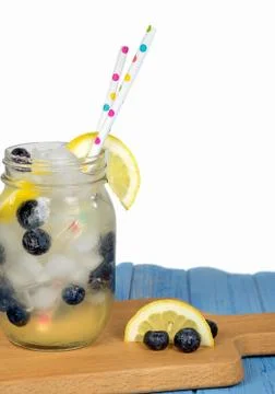 Lemonade with blueberries Stock Photos
