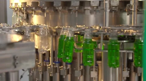 Lemonade bottle conveyor industry Stock Footage 66461898