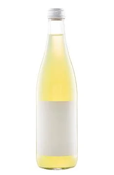 Lemonade bottle with plain label ready to serve chilled drink during warm summer Stock Photos