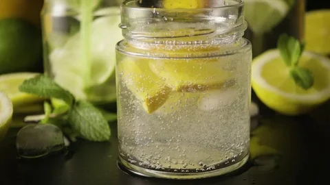 Lemonade bubbles super slow motion Stock Footage 72699135