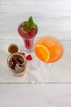 Lemonade with coffee top view Stock Photos
