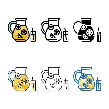 Lemonade drink color icon vector types Stock Illustration