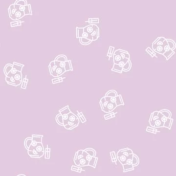Lemonade drink line seamless pattern Stock Illustration
