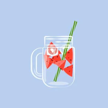 Lemonade in drinking can and slices of fresh watermelon Illustrazione stock