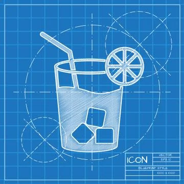 Lemonade with drinking straw illustration. Iced drink vector icon Stock Illustration