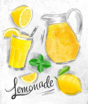 Lemonade elements coal Stock Illustration