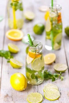 Lemonade with fresh lemon Stock Photos