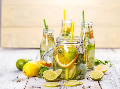 Lemonade with fresh lemon Stock Photos