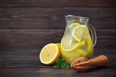 Lemonade with fresh lemon Stock Photos