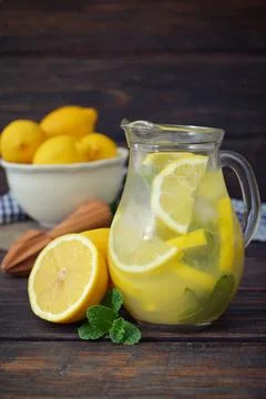 Lemonade with fresh lemon Stock Photos