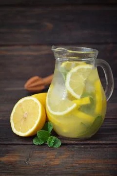 Lemonade with fresh lemon Stock Photos