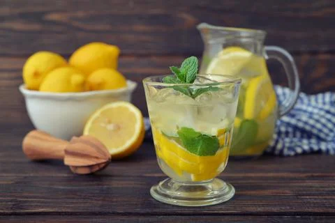 Lemonade with fresh lemon Stock Photos