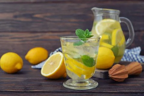 Lemonade with fresh lemon Stock Photos