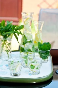 Lemonade with fresh mint Stock Photos