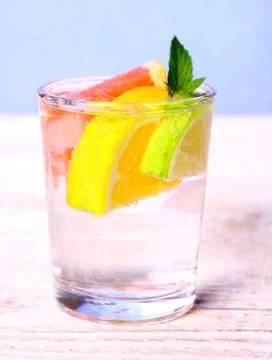 Lemonade with grapefruit, lemon and lime Stock Photos