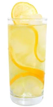 Lemonade with ice cubes isolated Stock Photos