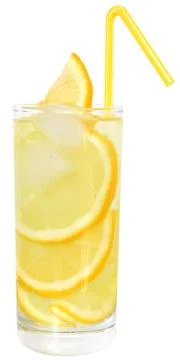 Lemonade with ice cubes isolated Stock Photos