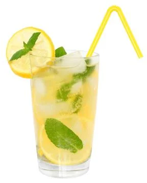 Lemonade with ice cubes Stock Photos