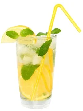 Lemonade with ice cubes Stock Photos