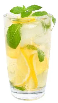 Lemonade with ice cubes Stock Photos