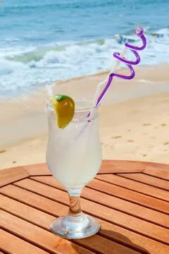 Lemonade with ice on the table Stock Photos