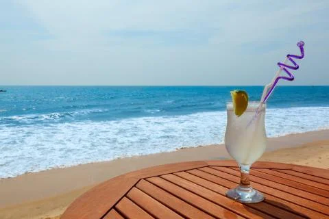 Lemonade with ice on the table Stock Photos