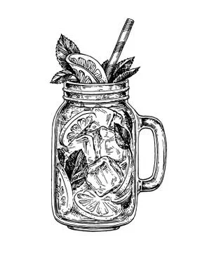 Lemonade ink sketch Stock Illustration