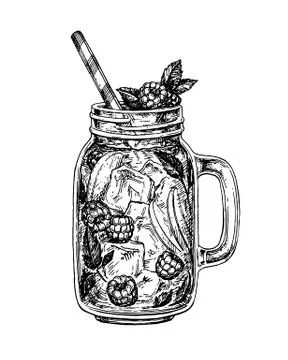 Lemonade ink sketch Stock Illustration