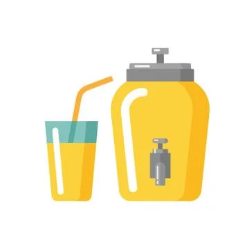 Lemonade jar and glass flat icon Stock Illustration