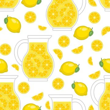 Lemonade in jug pattern seamless. lemon background. vector texture Illustrazione stock