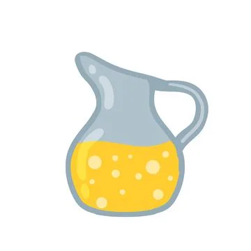 Lemonade in jug. Summer refreshing drink in glass jar. Yellow liquid. Stock Illustration