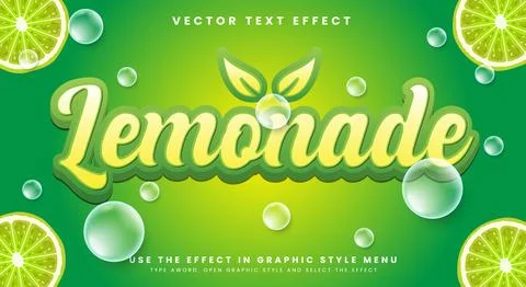 Lemonade juice editable text effect Template Stock Illustration