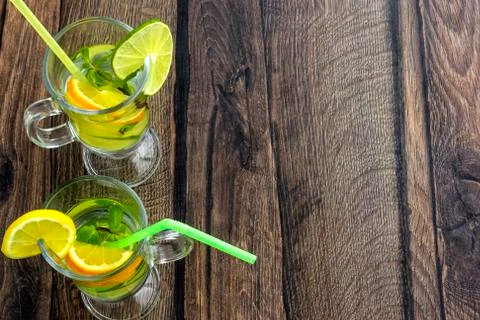 Lemonade with lemon, lemon Meyer, lime and mint Foto stock