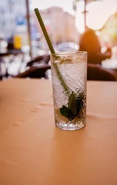 Lemonade with lime and mint Stock Photos