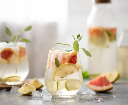 Lemonade made from lemon, lime, grapefruit and mint. Stock Photos