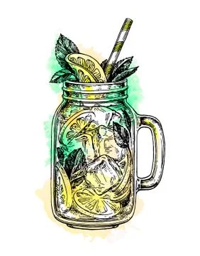 Lemonade in mason jar. Stock Illustration