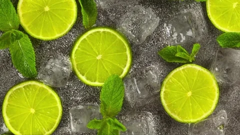 Lemonade with mint and ice cubes cool refreshments Stock-Footage 278017635